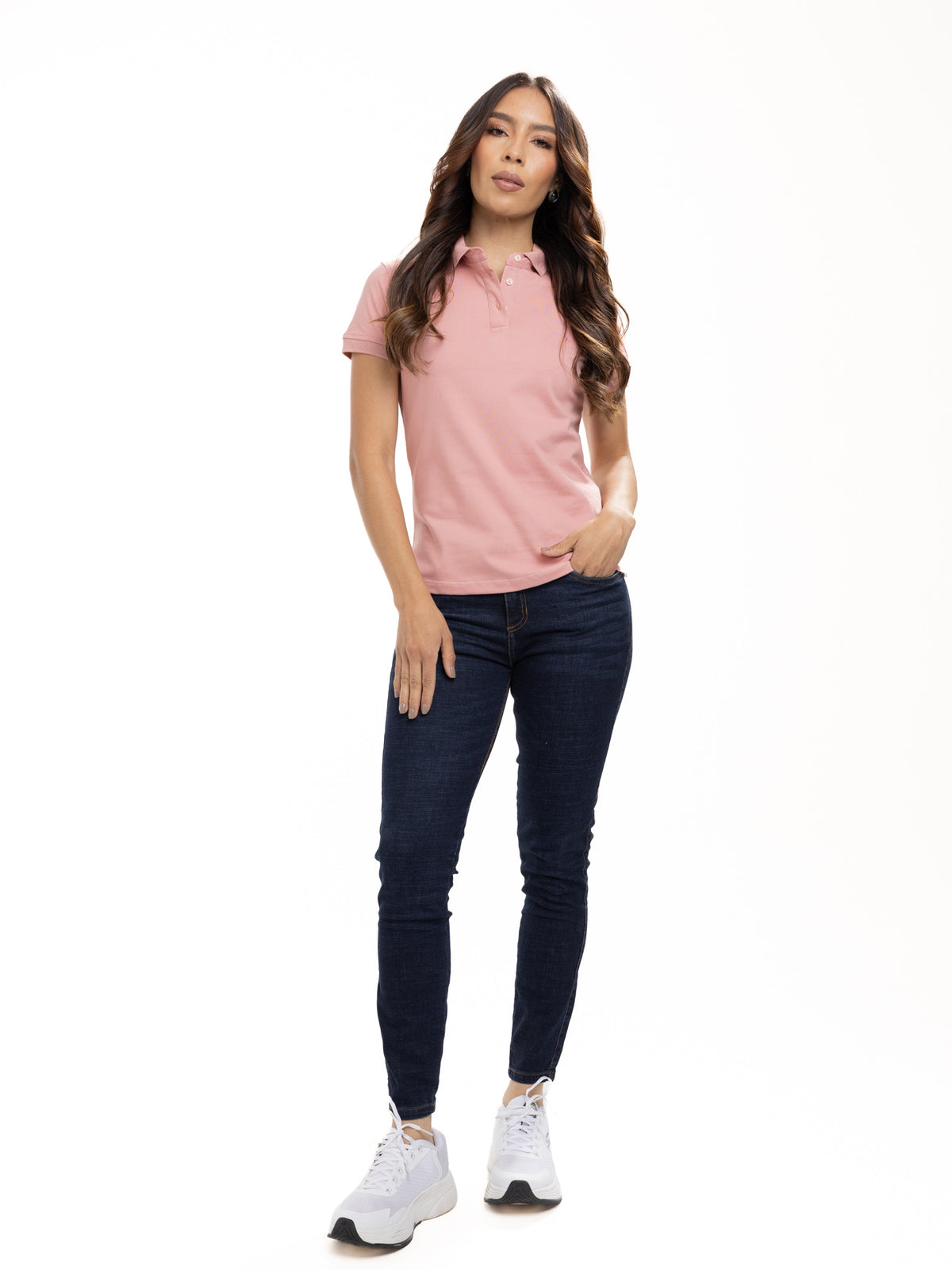 Polo Básico Femenino | Rosado, vista 2
