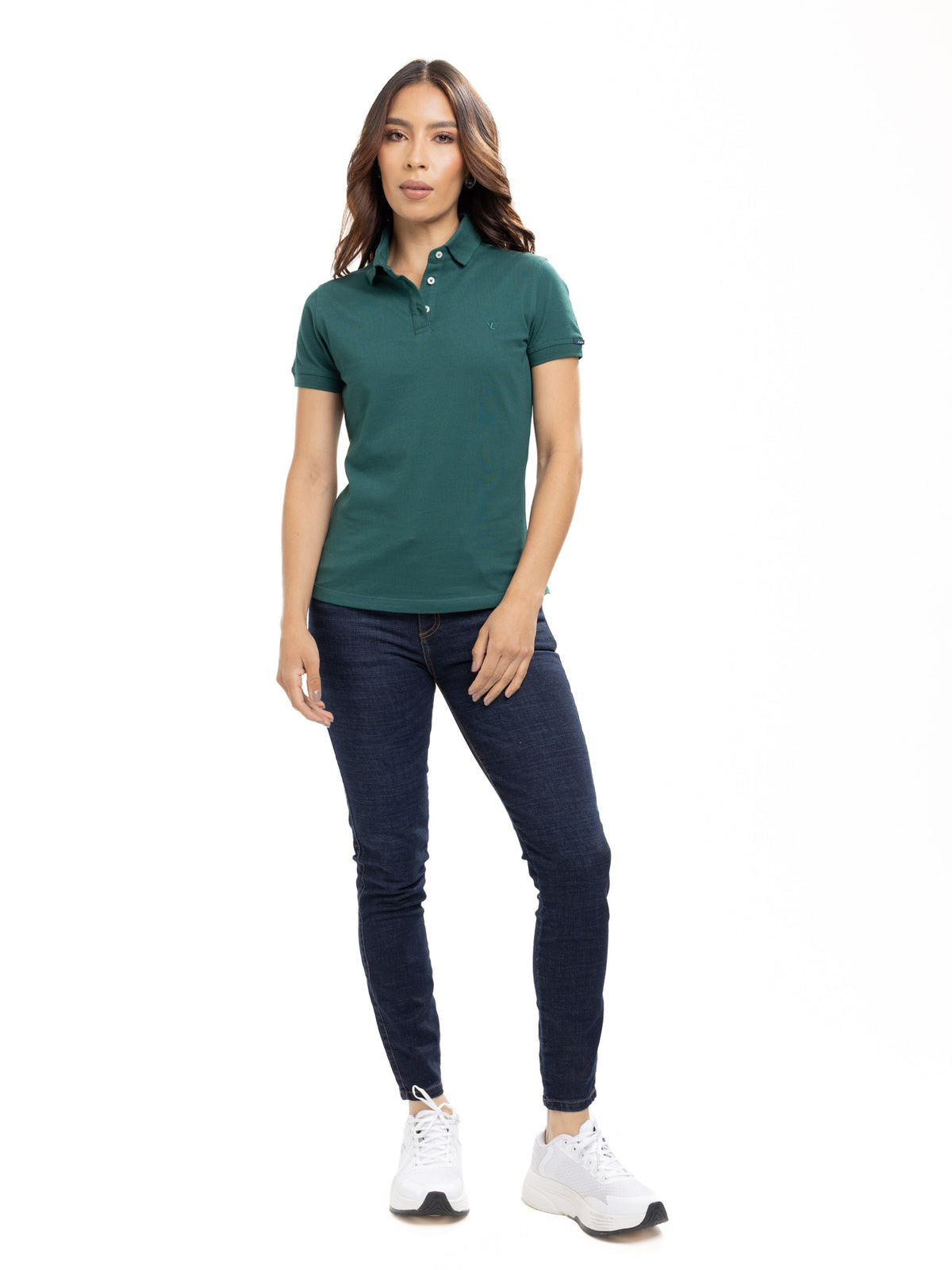 Polo Básico Femenino | Verde Botella, vista 1