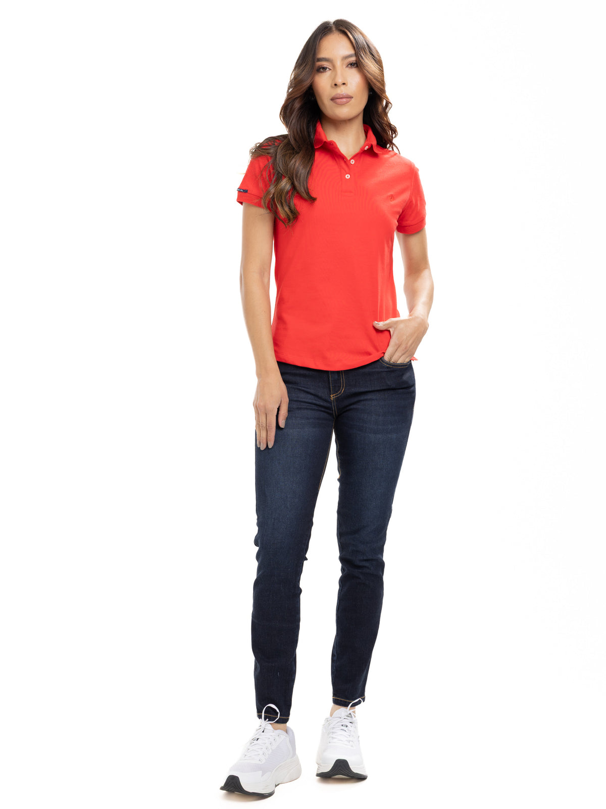 Polo Básico Femenino | Rojo, vista 2