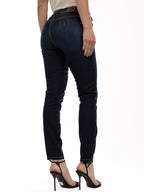 Jean Femenino | Azul Oscuro Tache Bronce y Relojero Cruzado