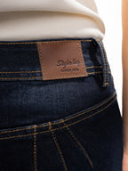 Jean Femenino | Azul Oscuro Tache Bronce y Relojero Cruzado