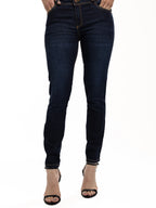 Jean Femenino | Azul Oscuro Tache Bronce y Relojero Cruzado