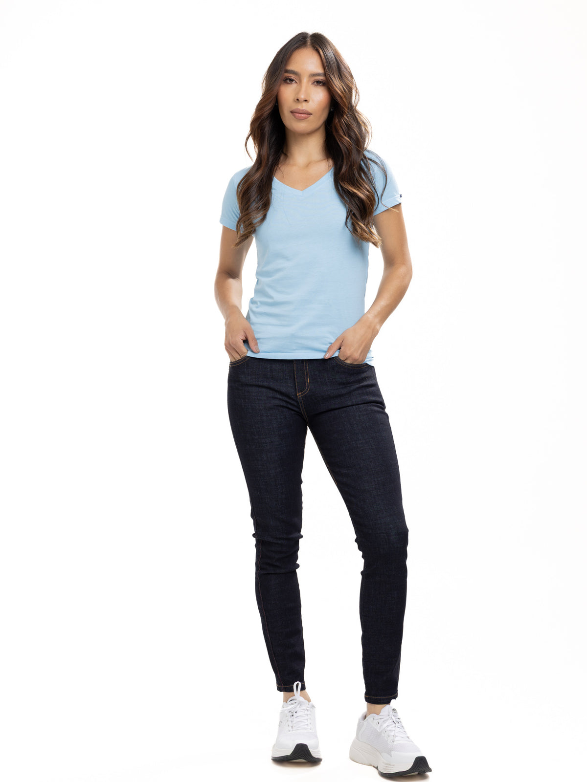Camiseta Básica Femenina | Azul Cielo, vista 3