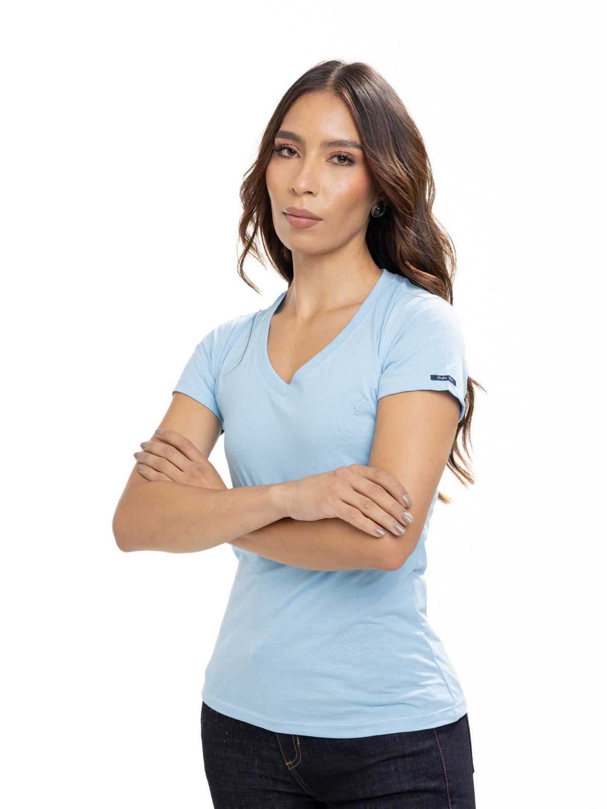 Camiseta Básica Femenina | Azul Cielo, vista 7