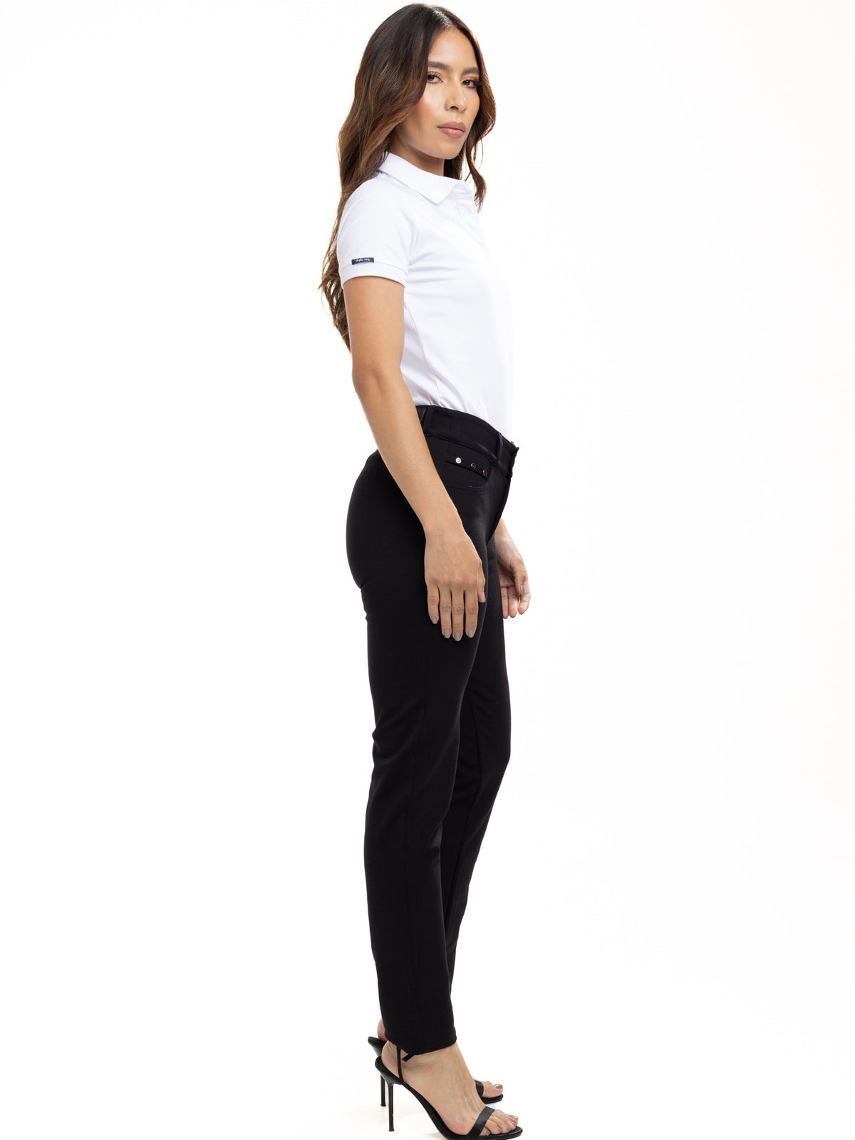 Pantalón Dril Femenino | Negro con Taches Decorativos