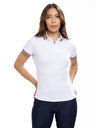 Polo Moda Femenino | Blanco con Cuello Beige Vinotinto