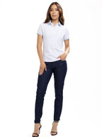 Polo Moda Femenino | Blanco con Cuello Azul Cielo, vista 2