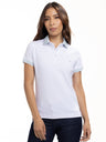 Polo Moda Femenino | Blanco con Cuello Azul Cielo