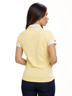Polo Moda Femenino | Amarillo con Cuello Rosado, vista 9