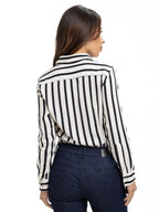 Blusa Femenina Manga Larga | Rayas Beige y Negro, vista 10