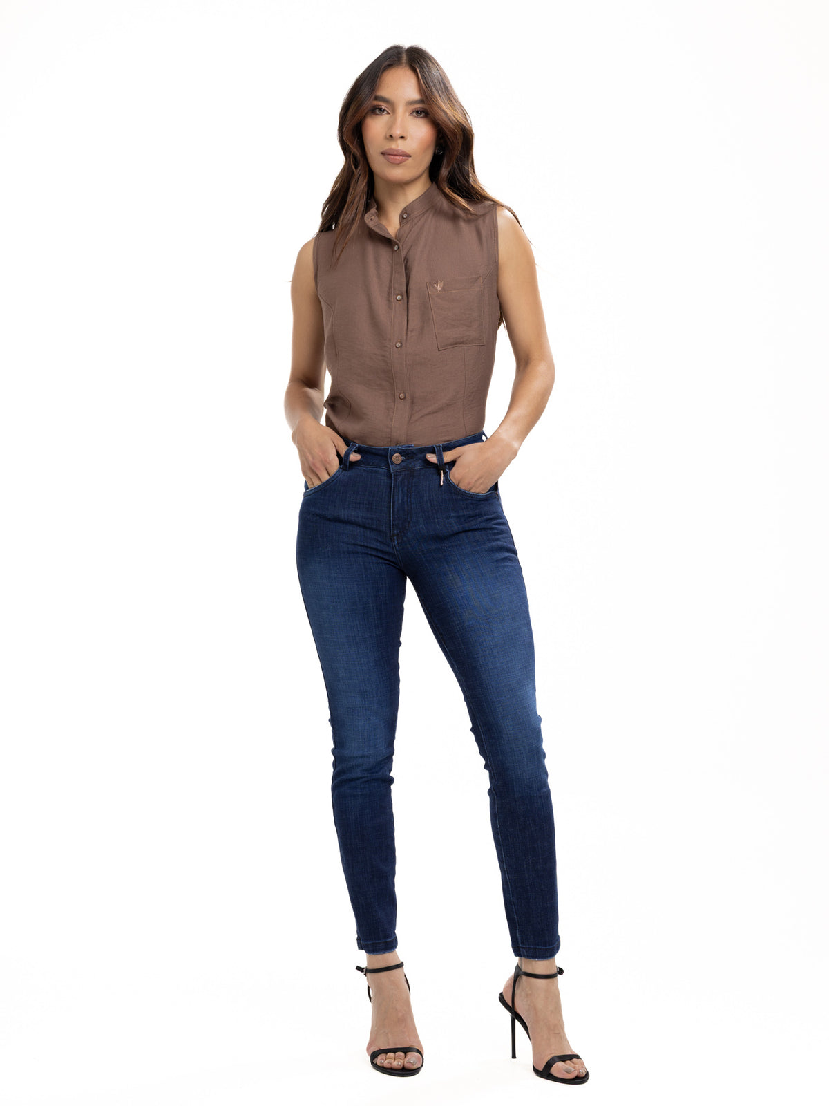 Jean Femenino | Azul Petróleo Accesorio Pasador — foto 1
