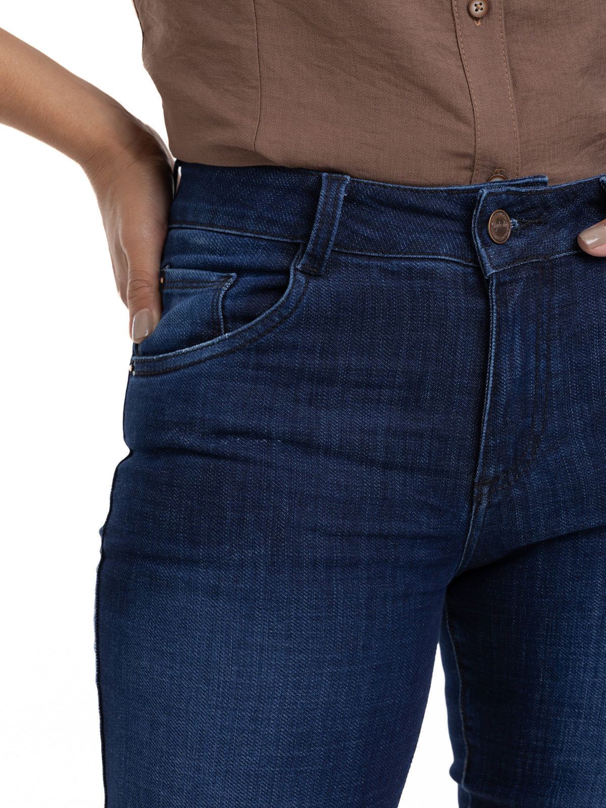 Jean Femenino | Azul Petróleo Accesorio Pasador — foto 4