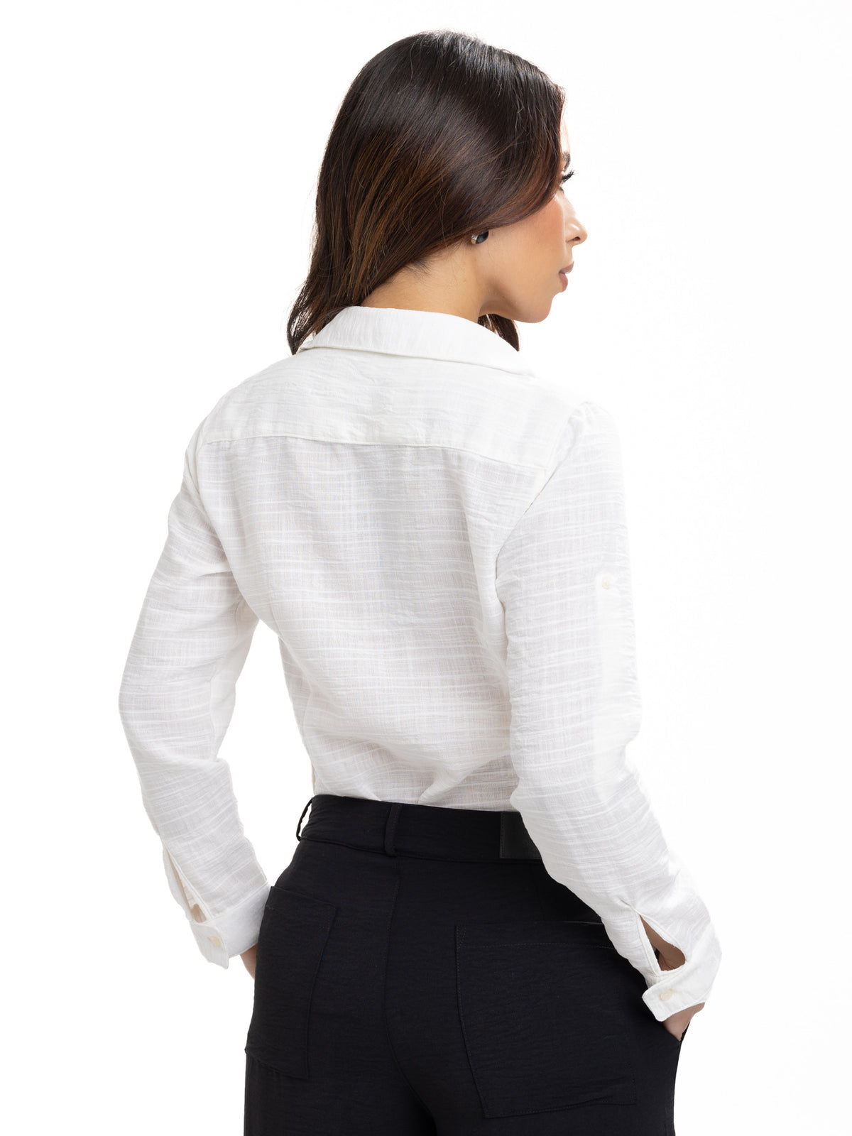 Blusa Femenina Manga Larga | Beige Cinta en Pechera, vista 7