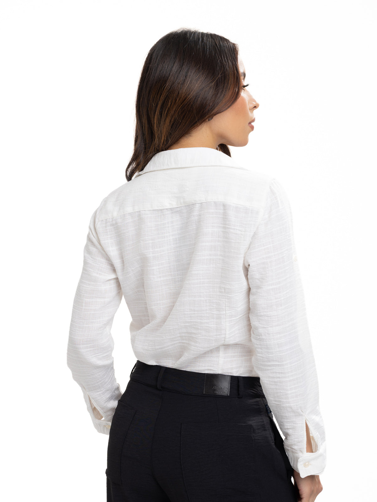 Blusa Femenina Manga Larga | Beige Cinta en Pechera, vista 8