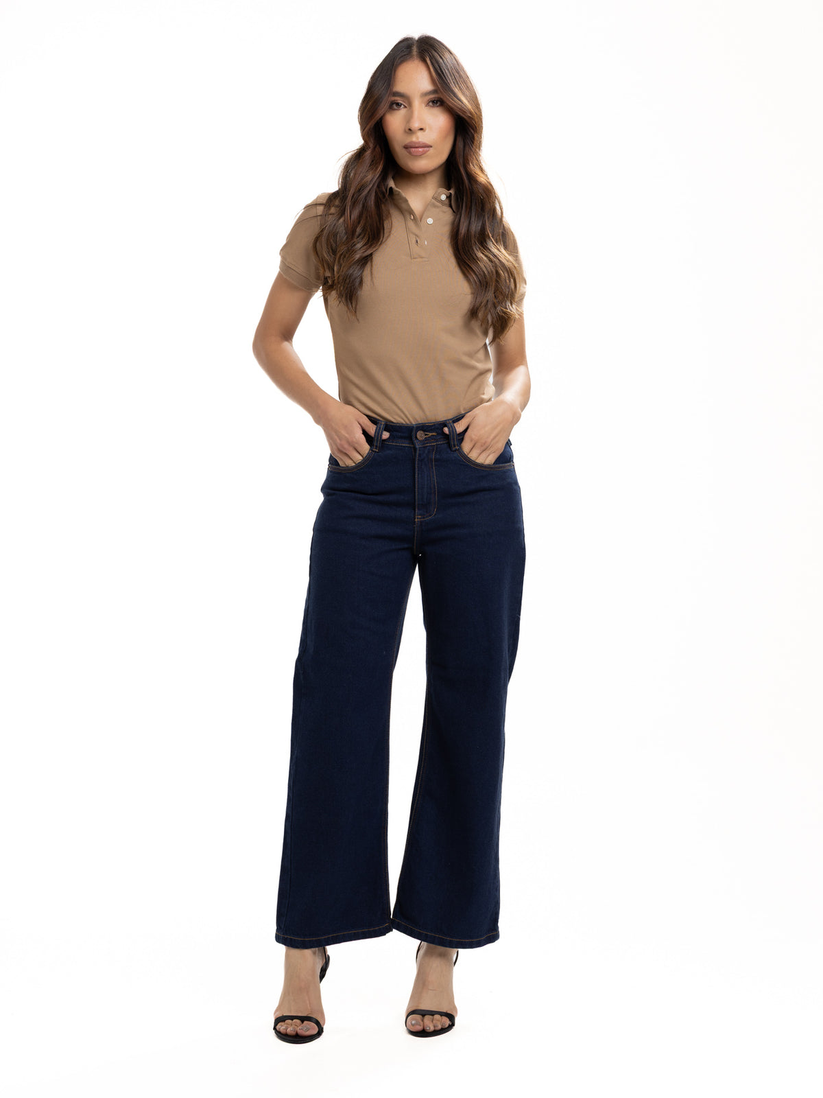 Jean Femenino | Rígido Azul Oscuro de Bota Ancha — foto 1