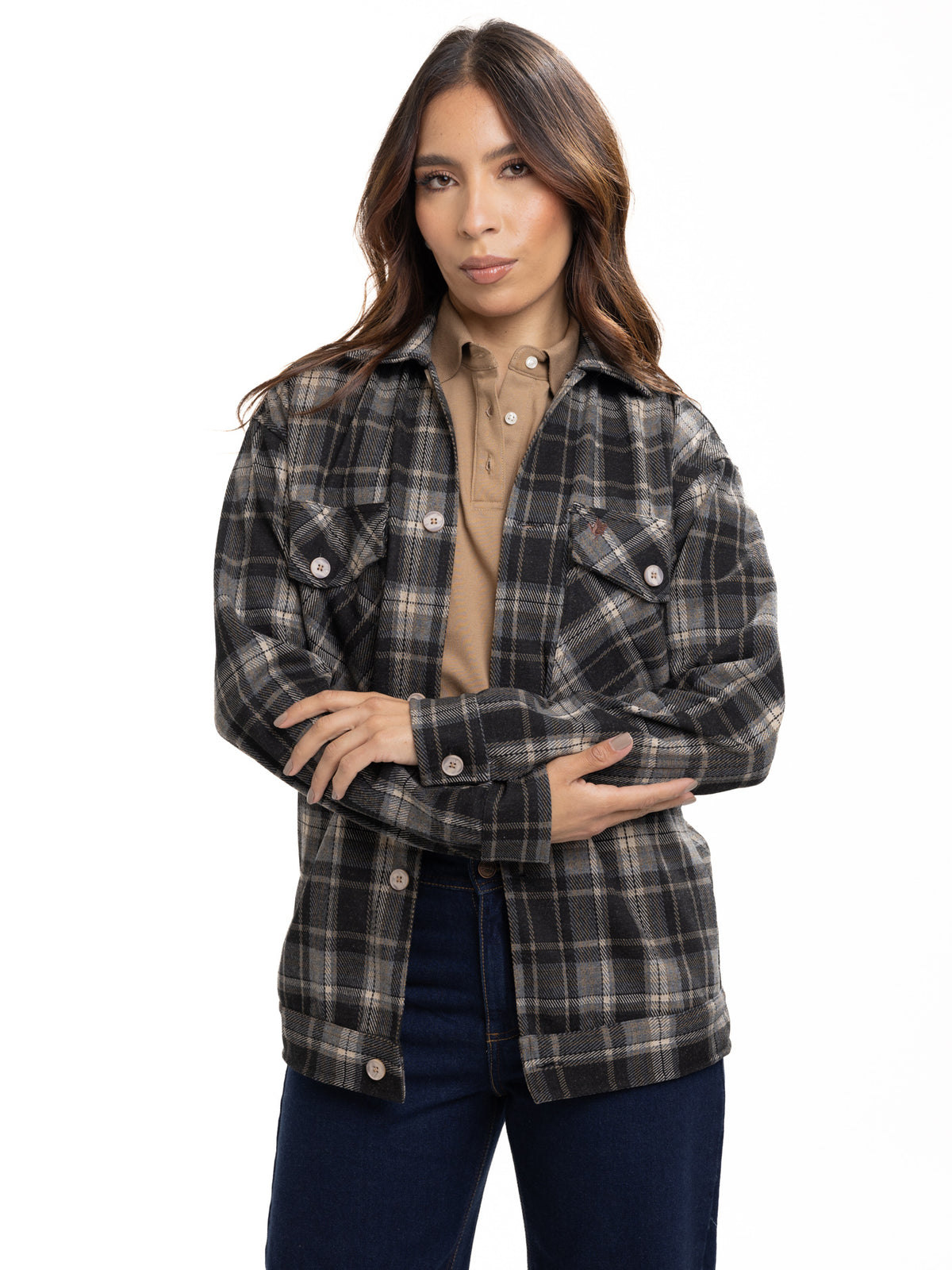 Chaqueta de Paño Femenina | Cuadros Cafés, vista 4
