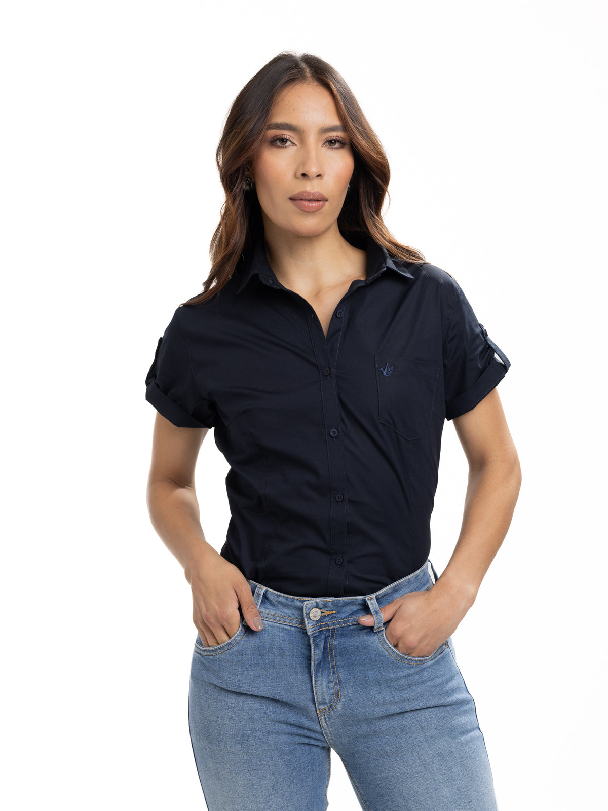 Blusa Femenina Manga Corta | Azul Oscuro, vista 5