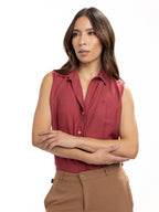 Blusa Femenina sin Mangas | Vinotinto con Cuello Normal — foto 2