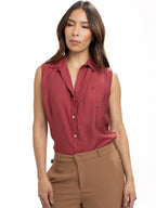 Blusa Femenina sin Mangas | Vinotinto con Cuello Normal — foto 3
