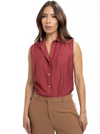 Blusa Femenina sin Mangas | Vinotinto con Cuello Normal — foto 4