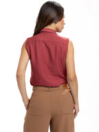 Blusa Femenina sin Mangas | Vinotinto con Cuello Normal — foto 6