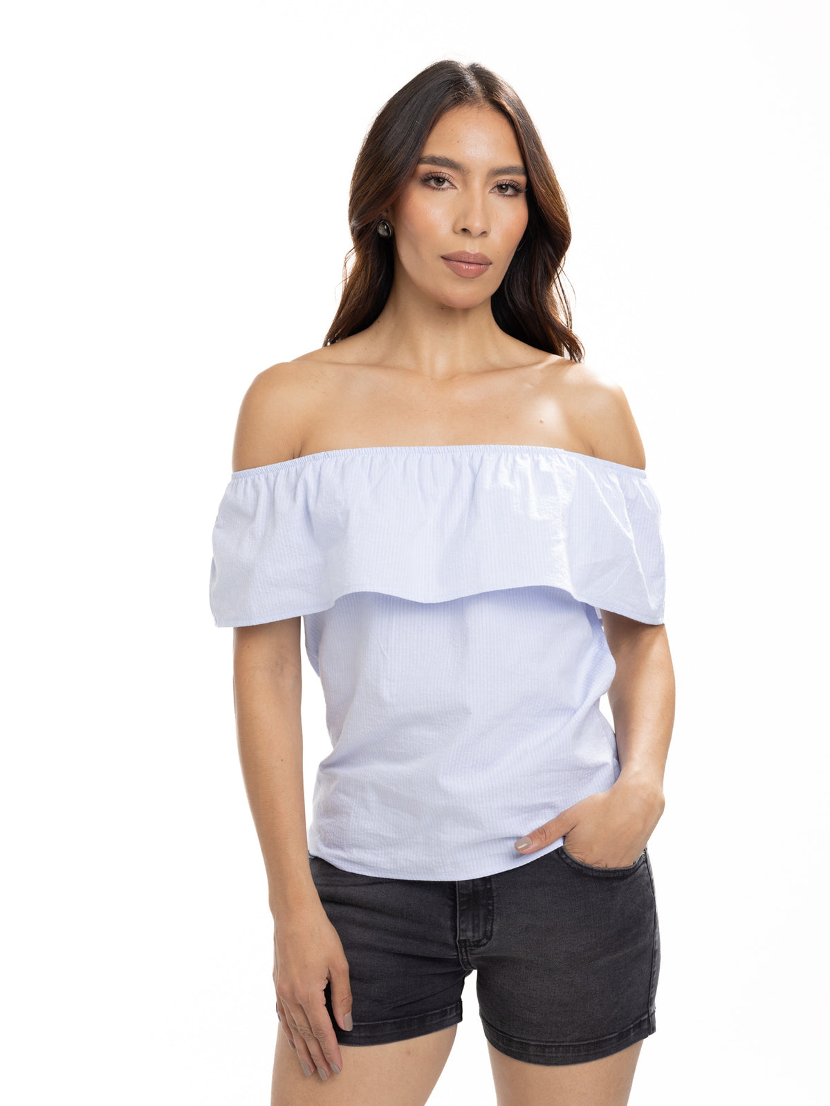 Blusa Campesina Femenina | Azul Cielo, vista 3