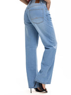 Jean Femenino | Rígido Azul Medio Taches Dorados de Bota Ancha — foto 8