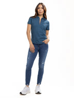 Polo moda femenino azul petróleo, vista 2