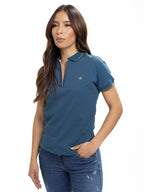 Polo moda femenino azul petróleo, vista 4