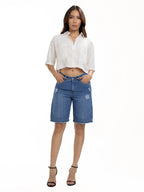 Blusa Femenina Manga Corta | Beige Estampada Over, vista 1