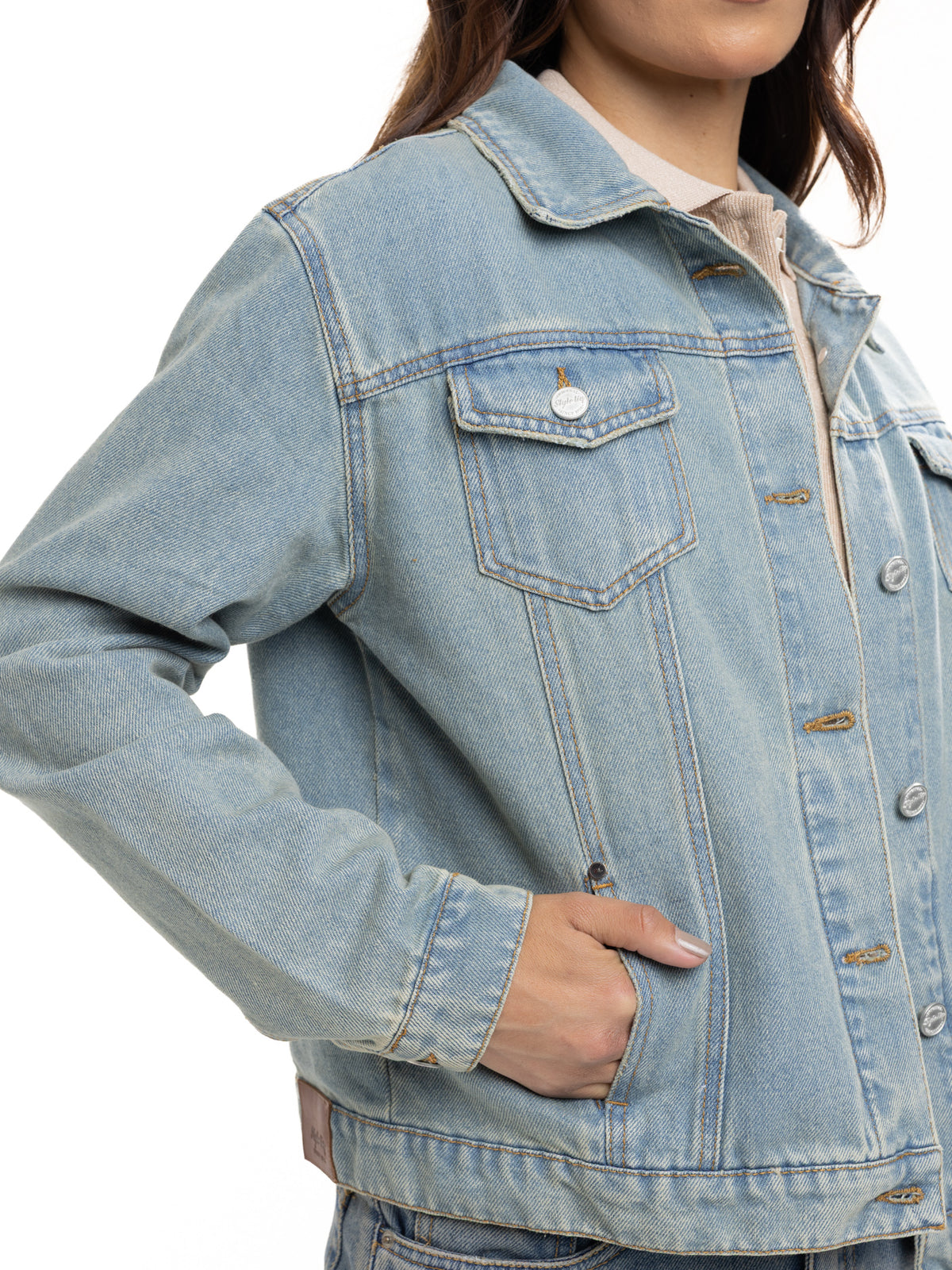 Chaqueta Denim Femenina | Azul Claro Clásico, vista 6