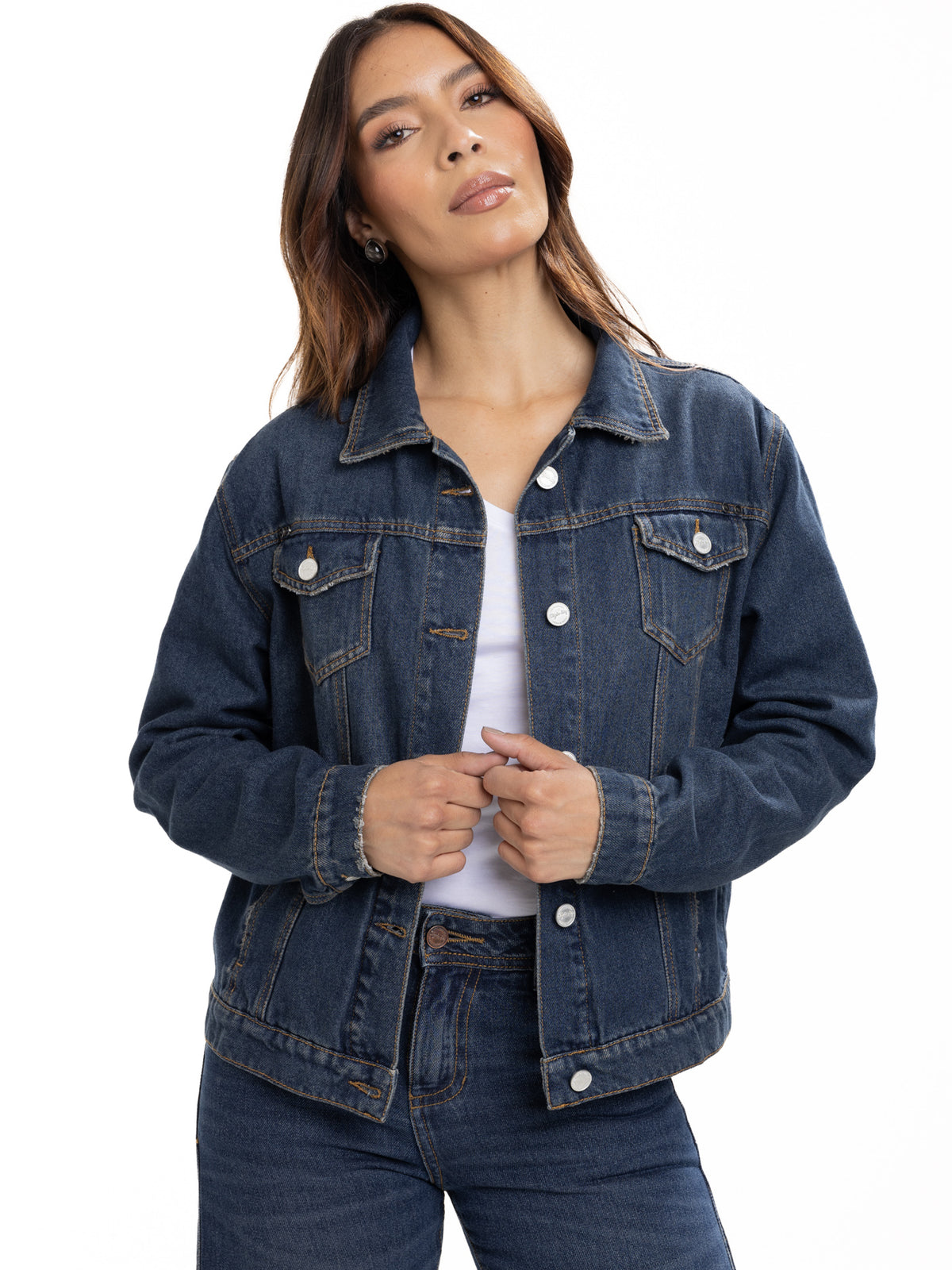 Chaqueta Denim Femenina | Azul Oscuro Clásico, vista 3
