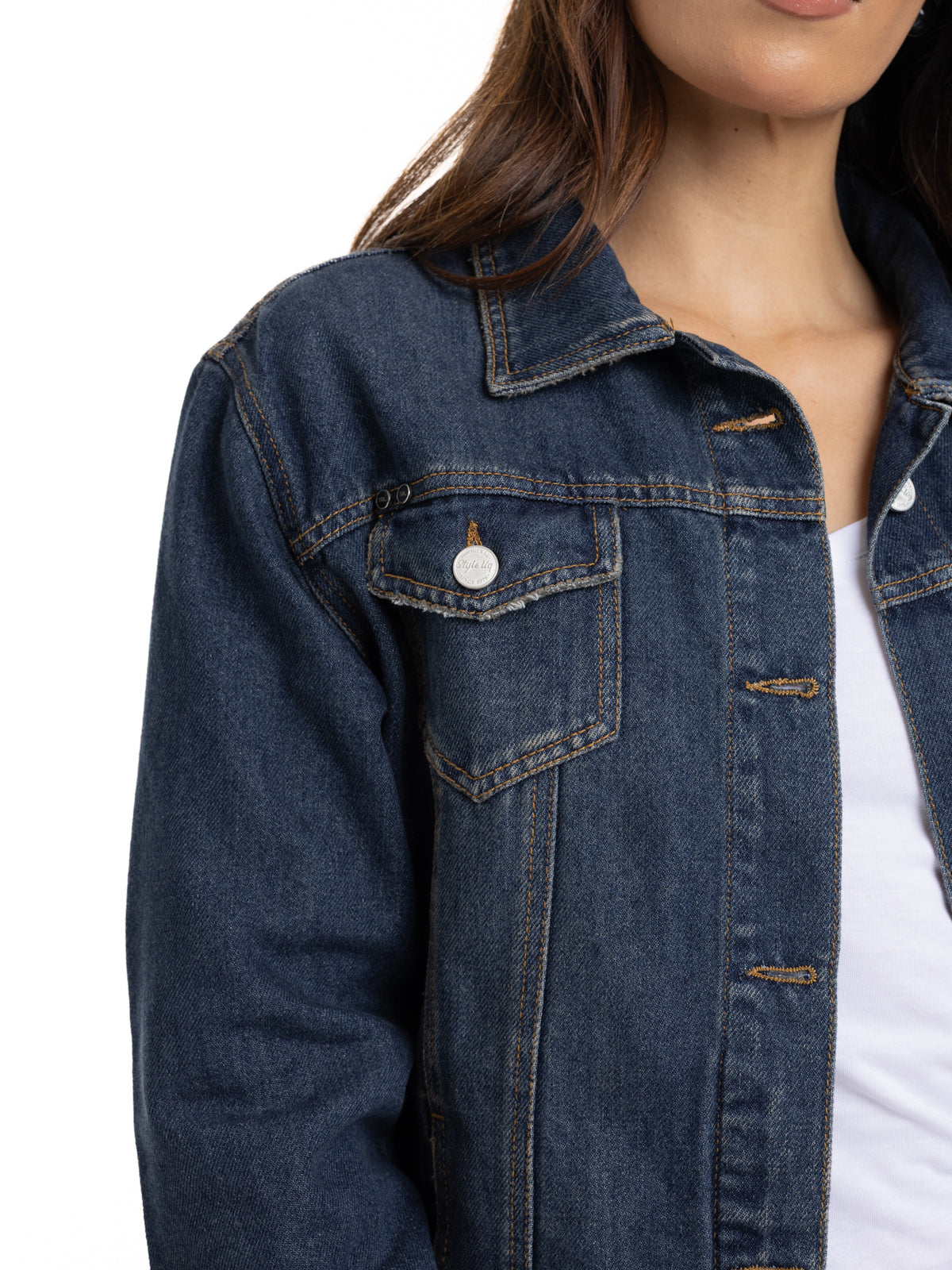 Chaqueta Denim Femenina | Azul Oscuro Clásico, vista 7