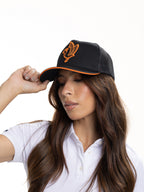 Gorra Unisex | Negro Malla con Logo en Naranja