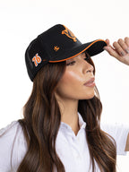 Gorra Unisex | Negro Malla con Logo en Naranja