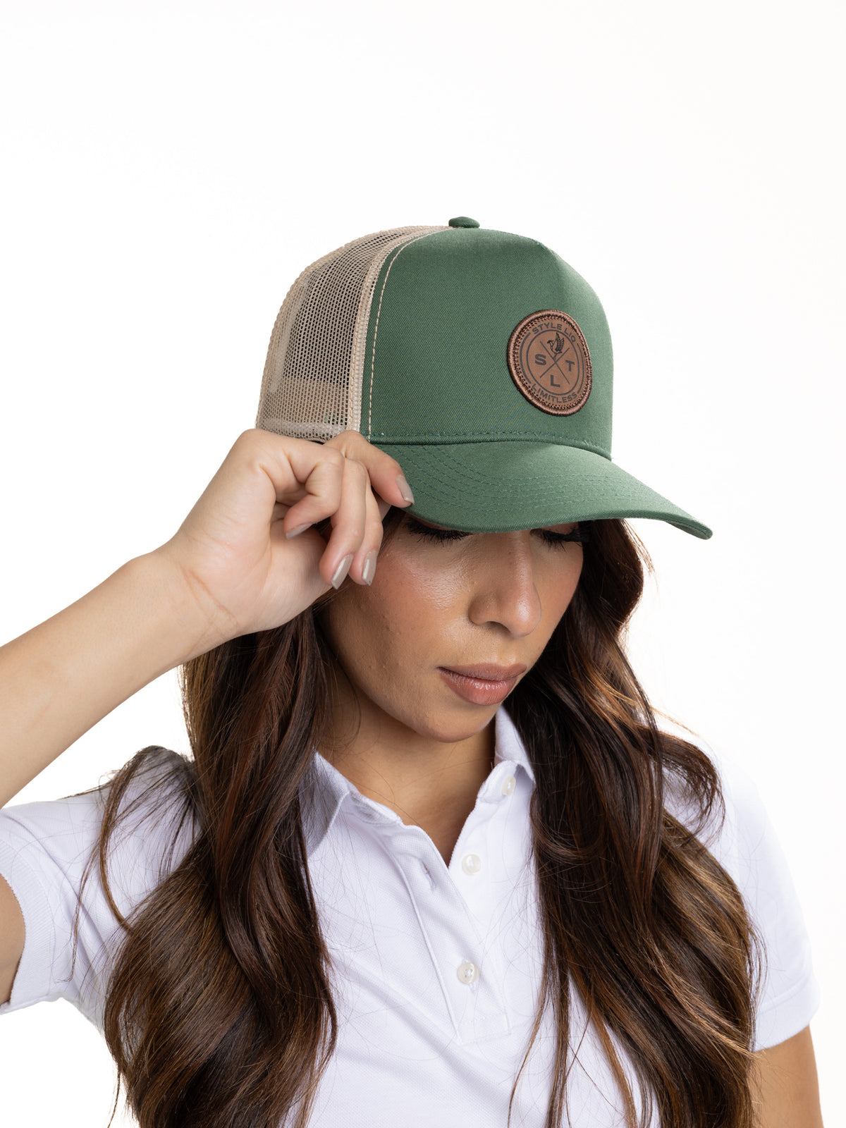 Gorra Unisex | Verde Oliva Beige Logo Café en Malla