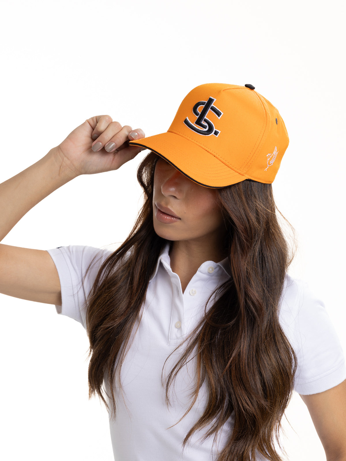Gorra Unisex | Naranja en Tela con Iniciales en Negro
