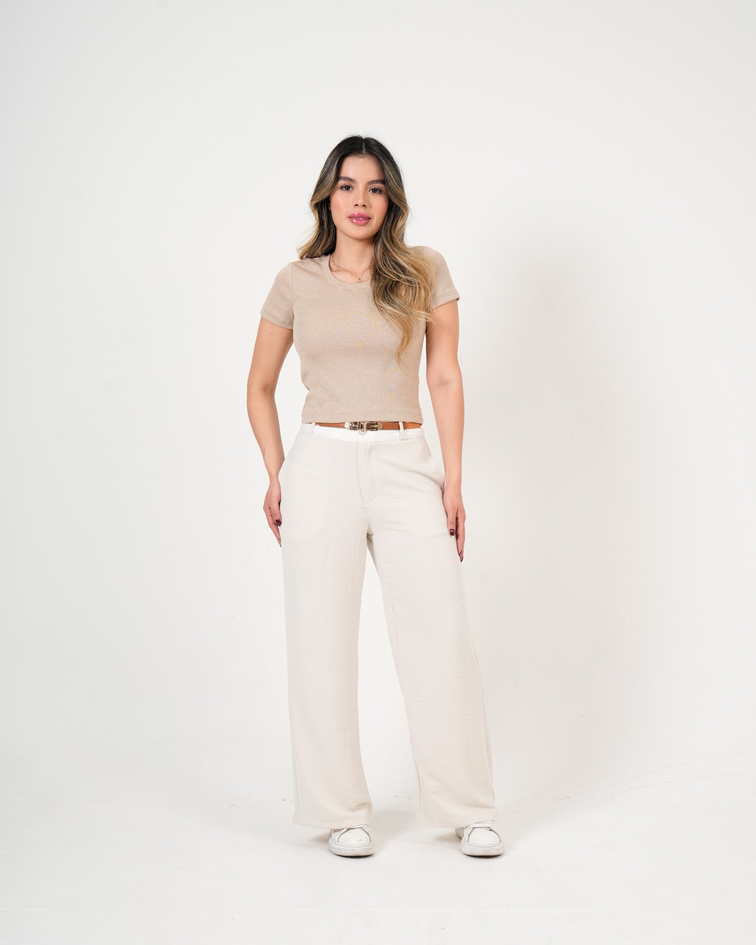 Pantalón Wide Leg Crema | Diseño Premium Tiro Alto