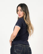 Polo Femenino Manga Corta | Algodón Premium con Ribete Blanco