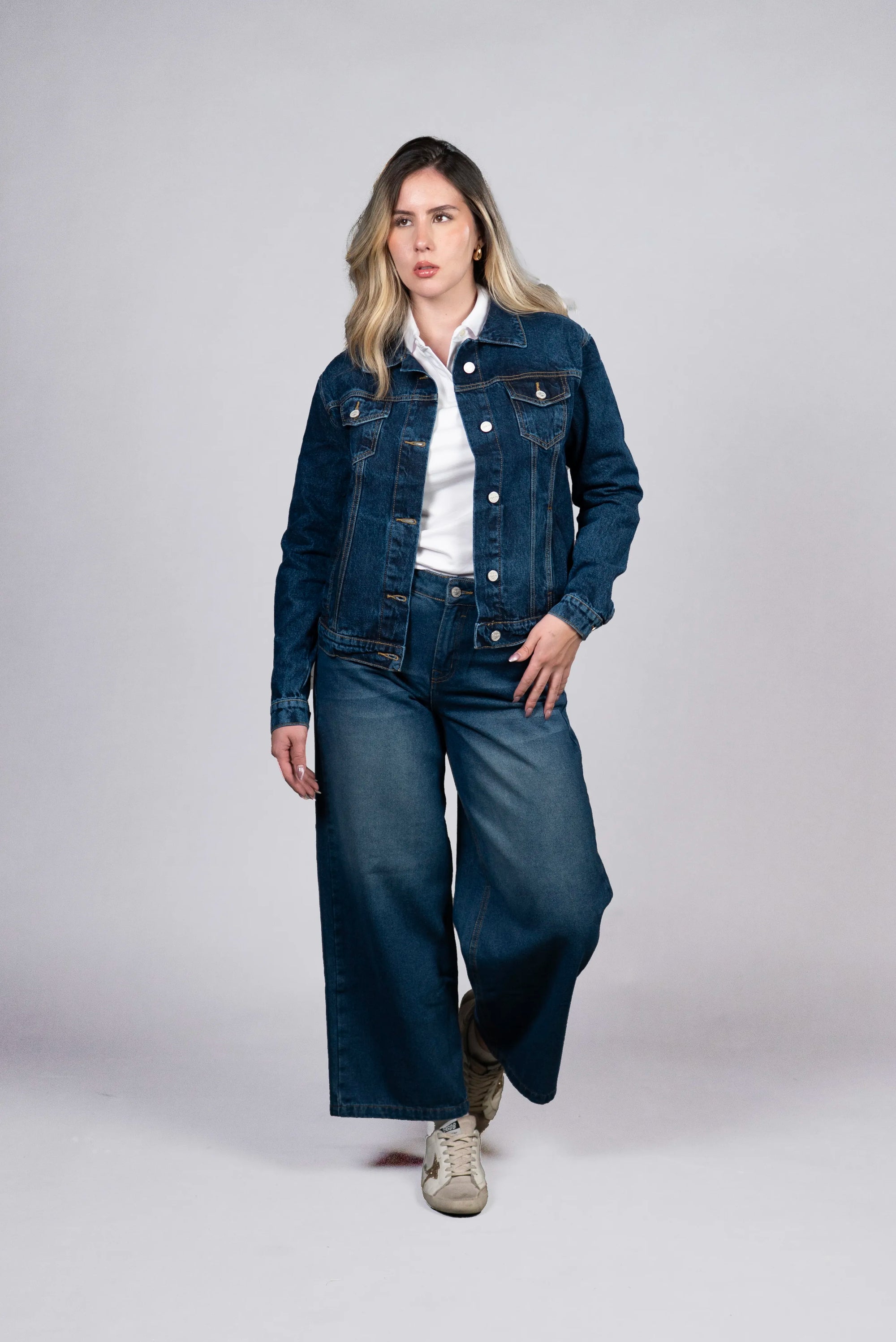 Jeans de Corte Ancho Azul Oscuro