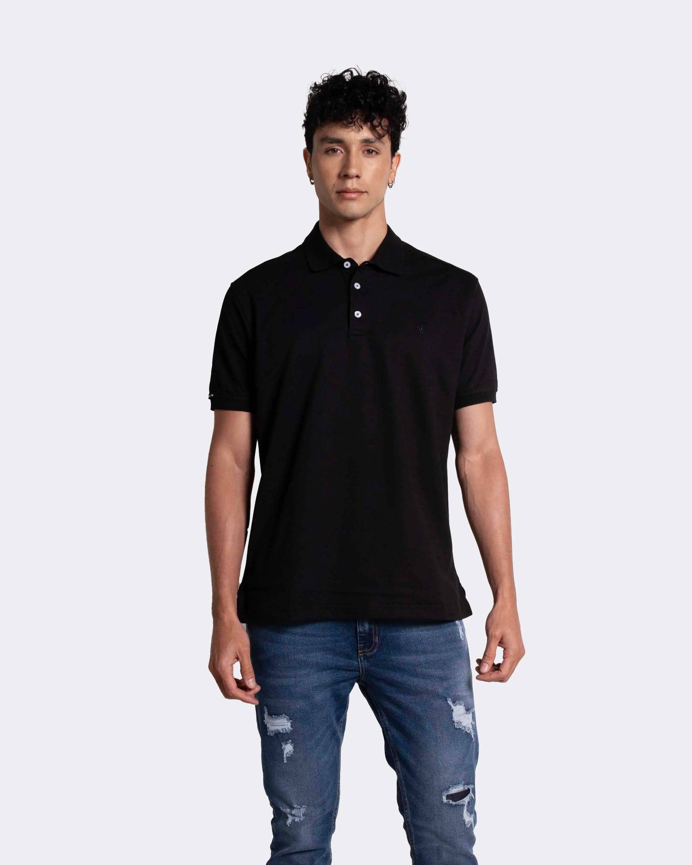 Camiseta tipo Polo para hombre color negro