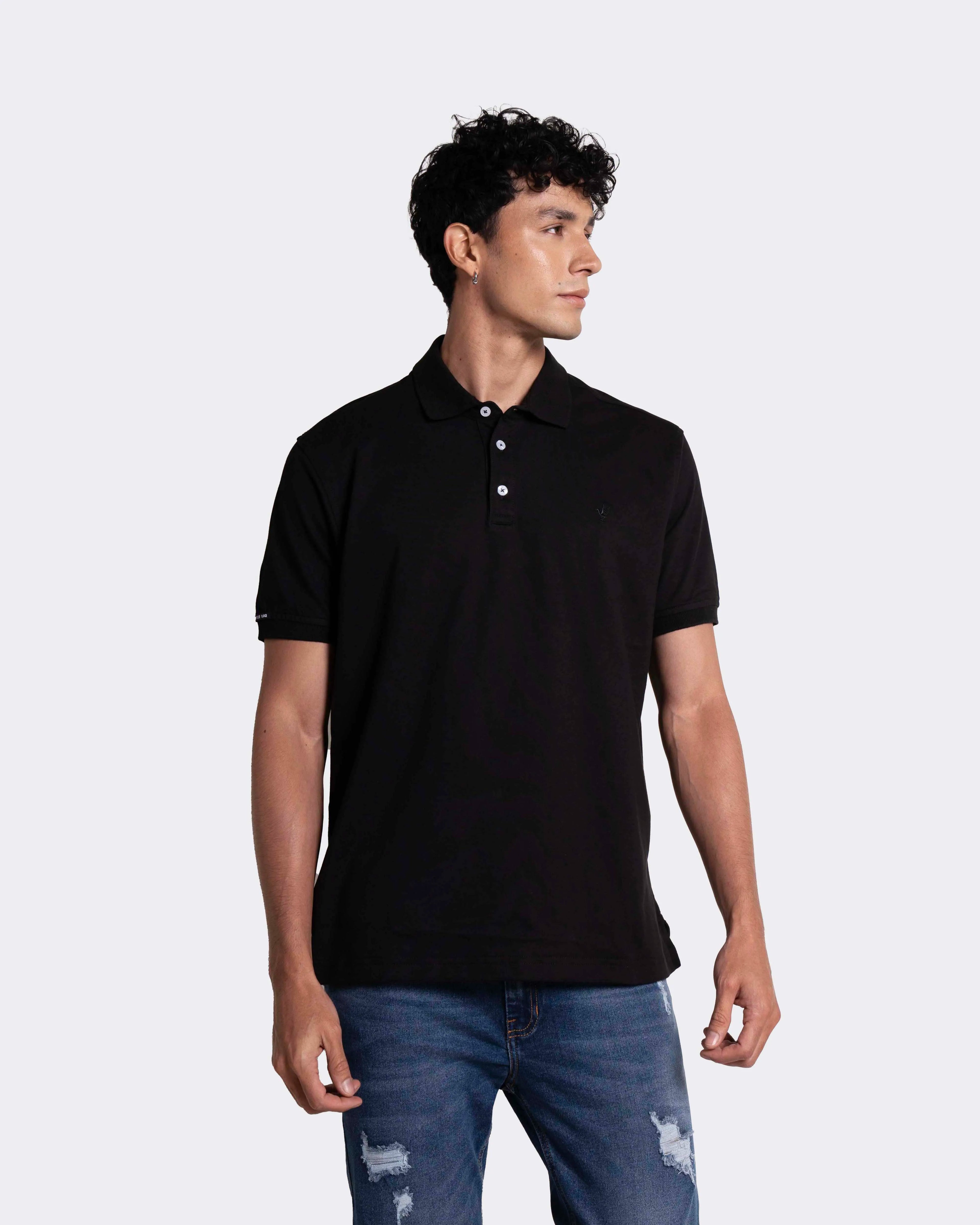 Camiseta tipo Polo para hombre color negro