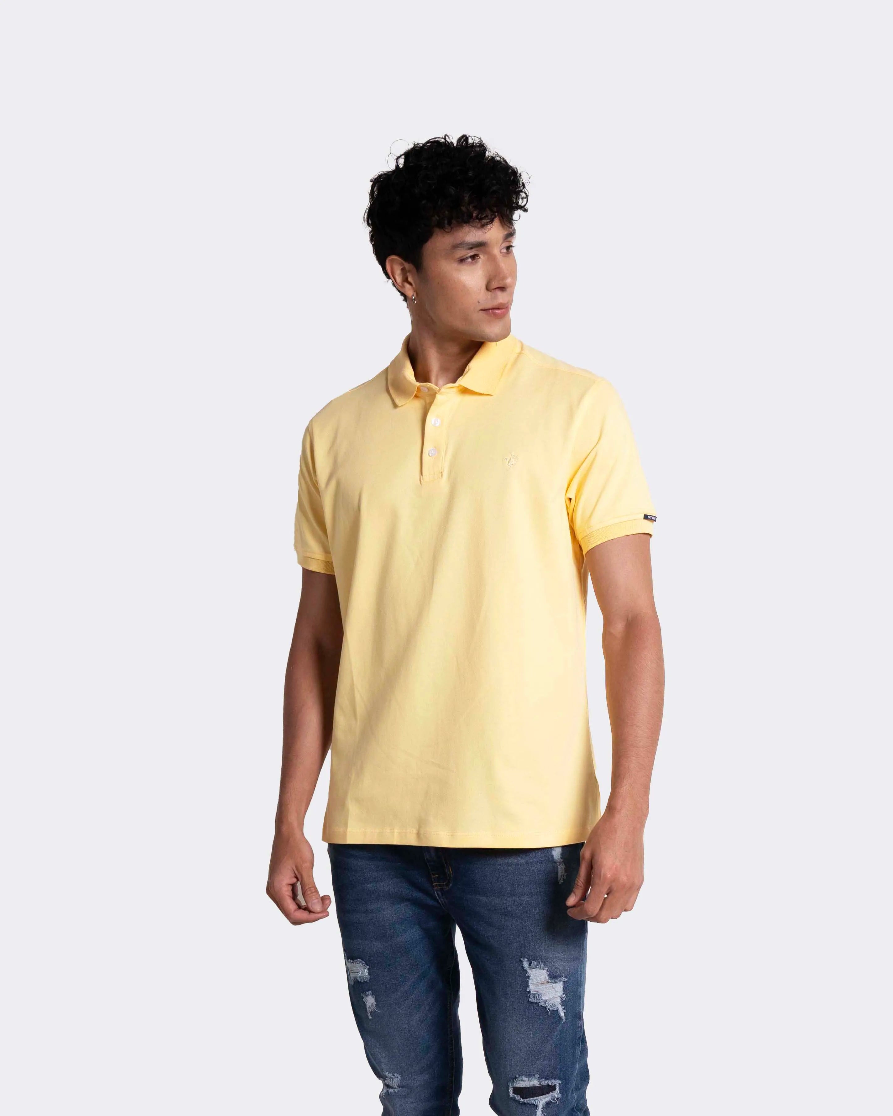 Camiseta tipo polo para hombre color amarillo