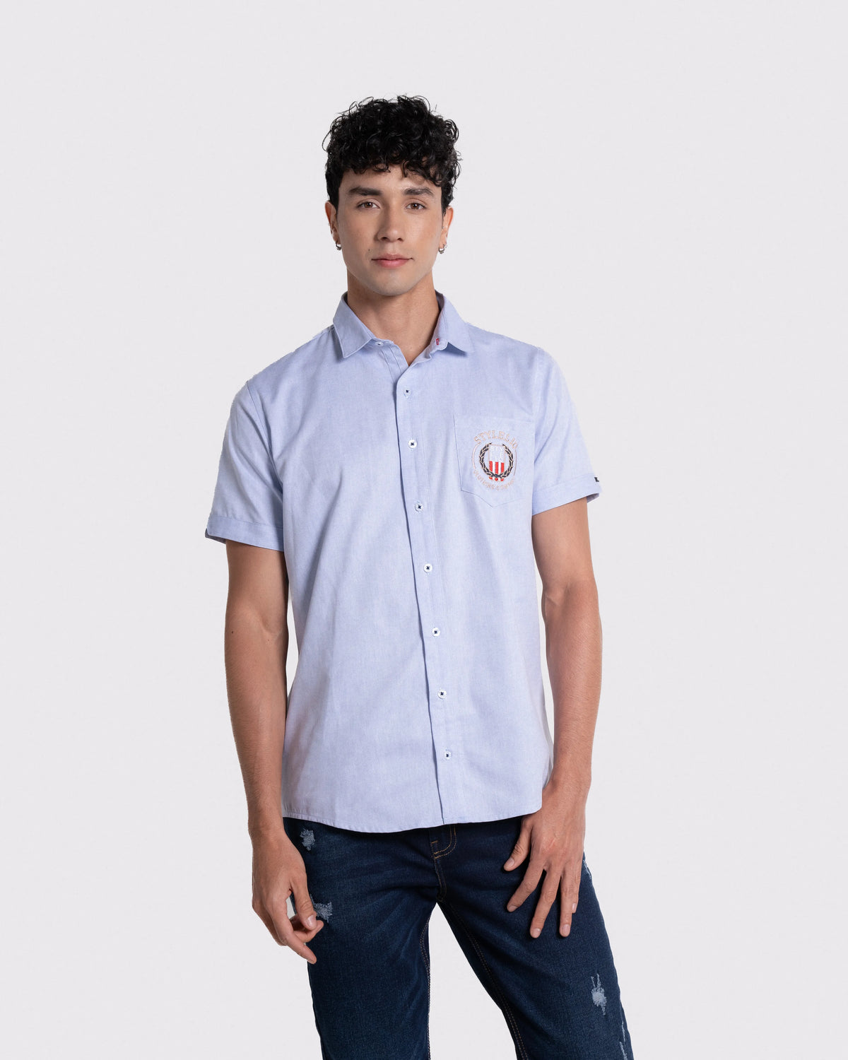 Camisa para hombre manga corta color azul claro