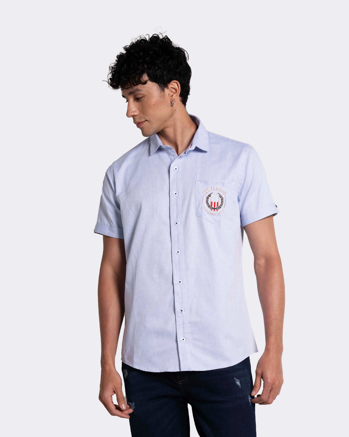 Camisa para hombre manga corta color azul claro