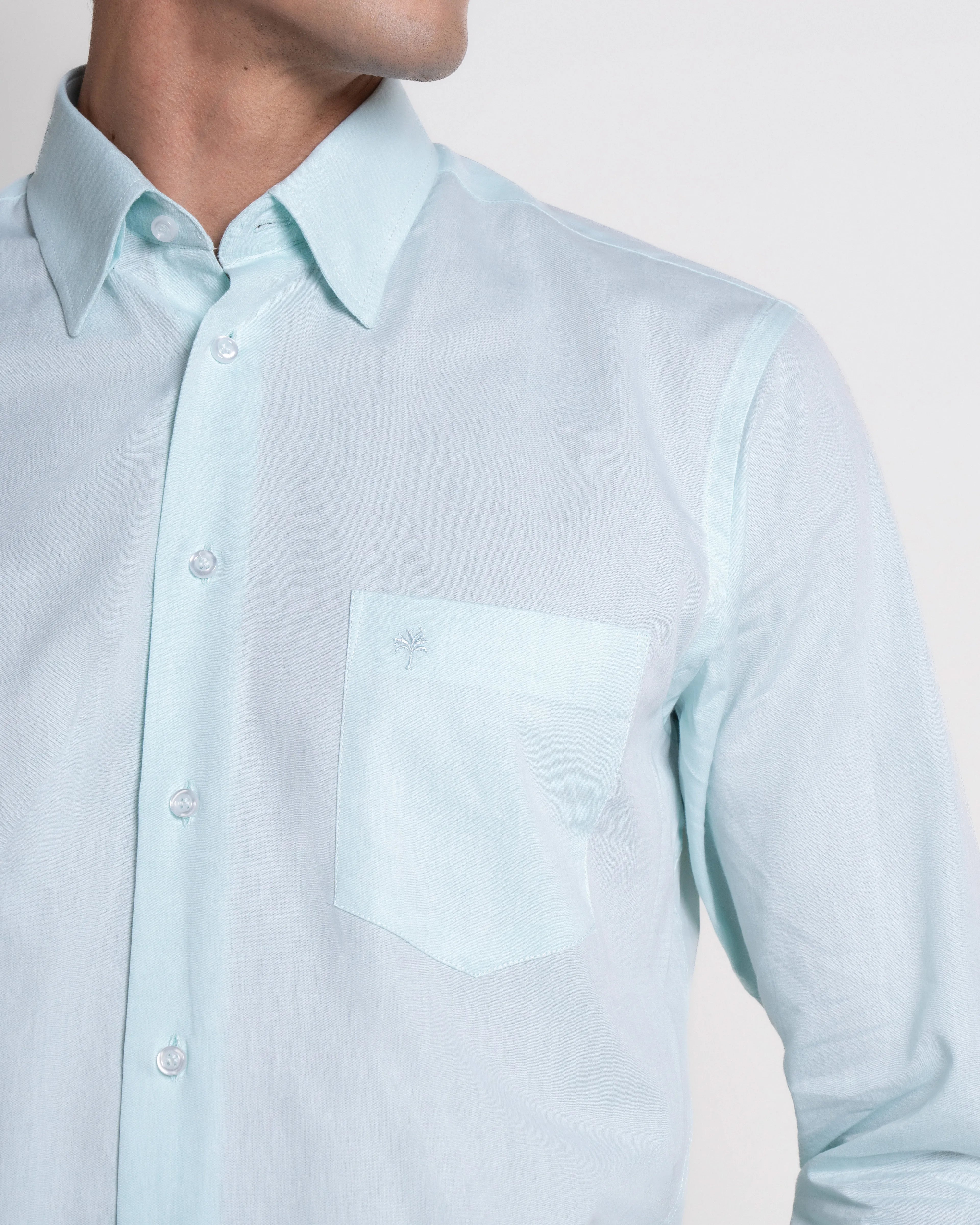 Camisa para hombre manga larga color verde agua marina caprivel