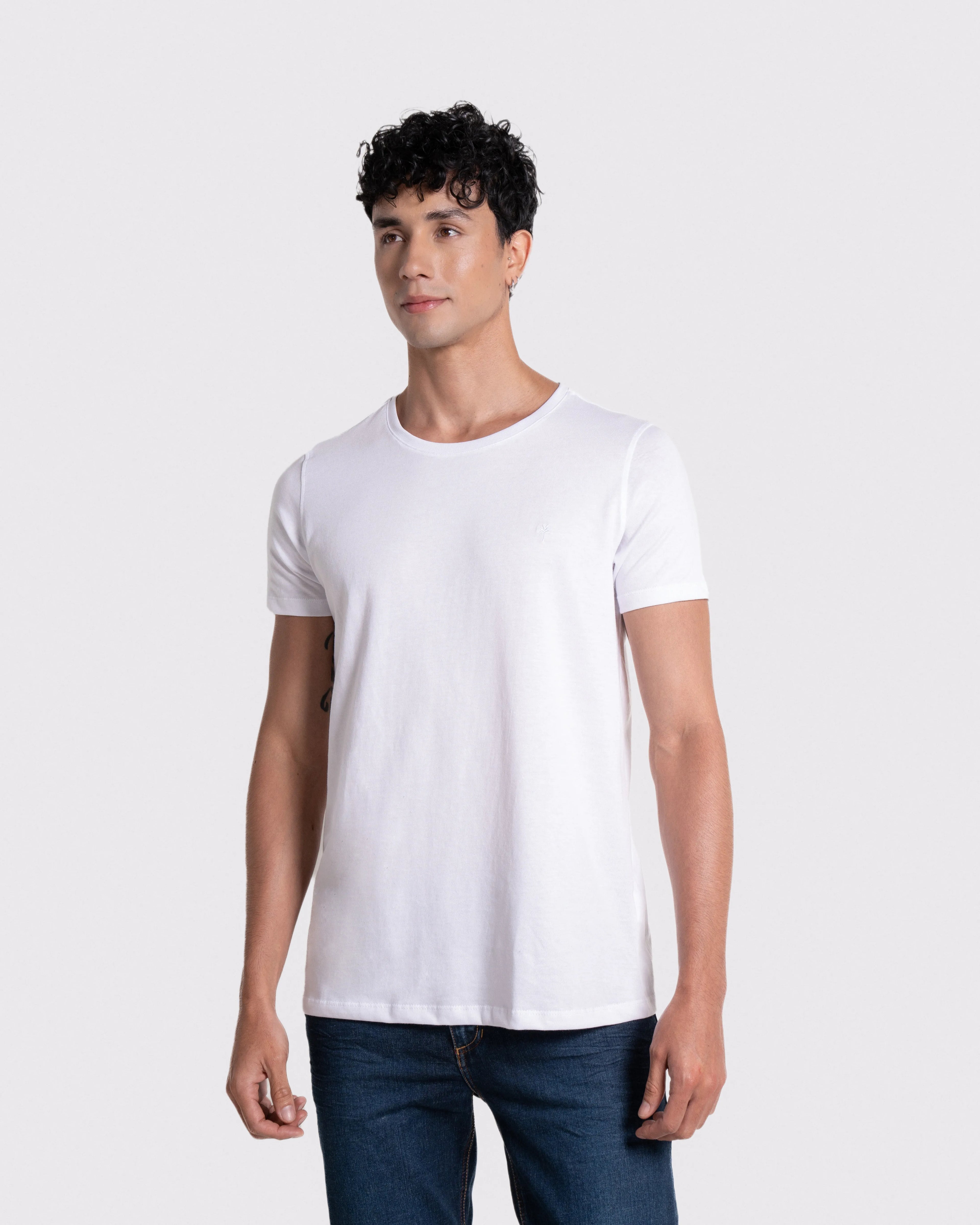 Camiseta básica para hombre manga corta cuello redondo