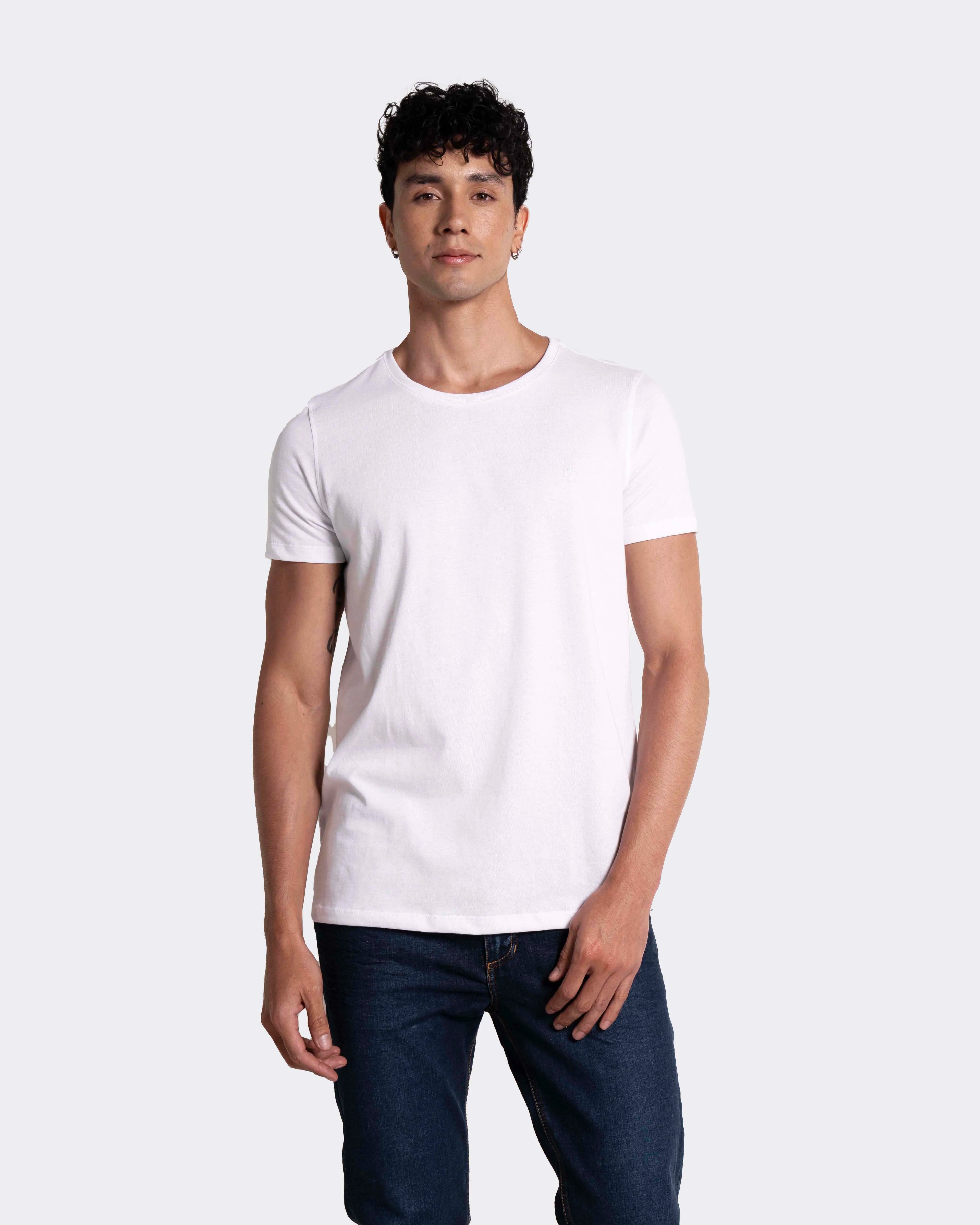 Camiseta básica para hombre manga corta cuello redondo