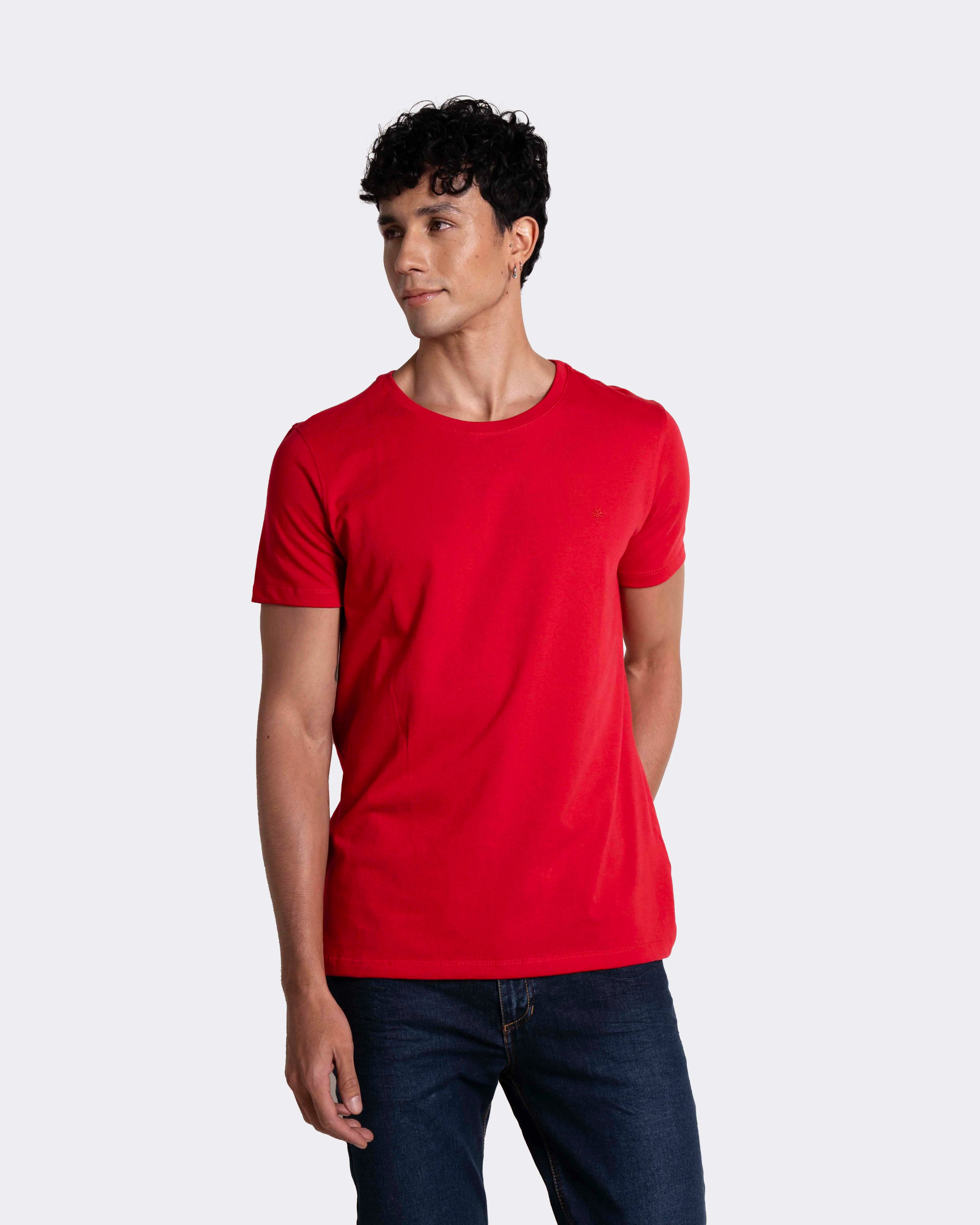 Camiseta básica para hombre manga corta cuello redondo