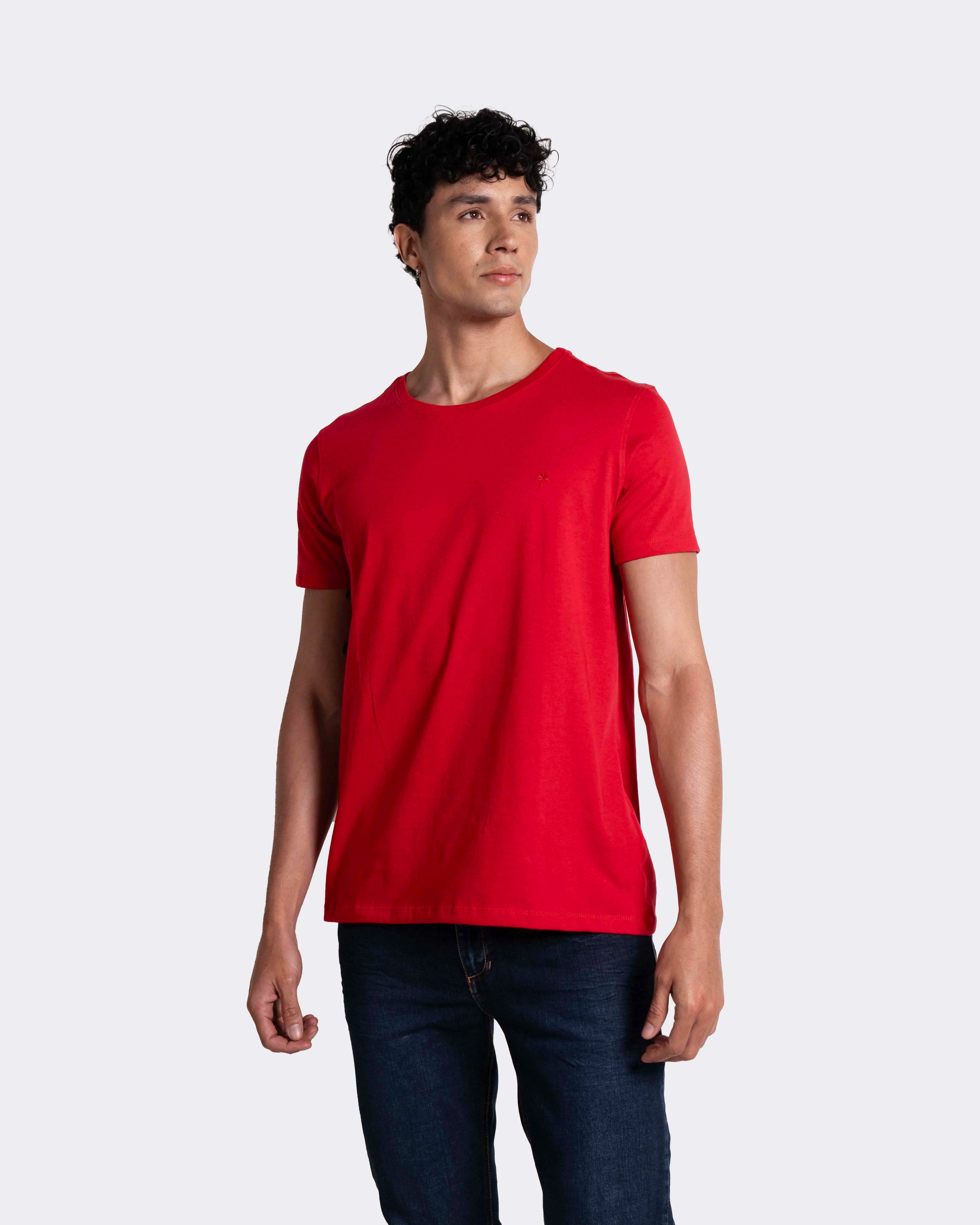 Camiseta básica para hombre manga corta cuello redondo